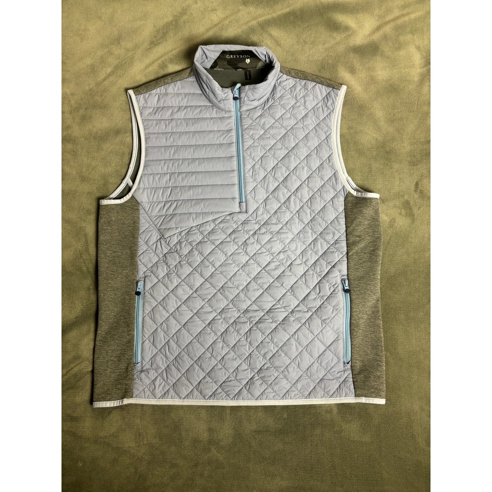 Men's Greyson Quilted Performance Vest L Blue-Grey Gorpcore Athleisure Golfcore